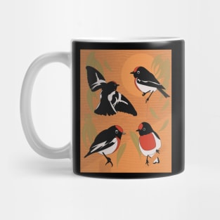 Red capped Robin gum leaves Mug